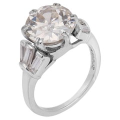 Retro GIA 2.83 carat Old European cut diamond platinum engagement ring