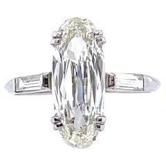 Retro GIA 3.01 Carat Cushion Brilliant Diamond Platinum Engagement Ring