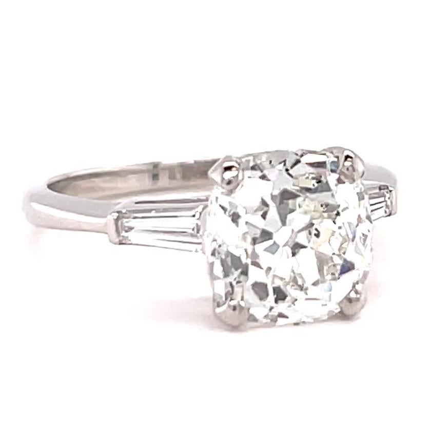 Women's or Men's Retro GIA 3.25 Carat Old Mine Cut Diamond Platinum Engagement Ring