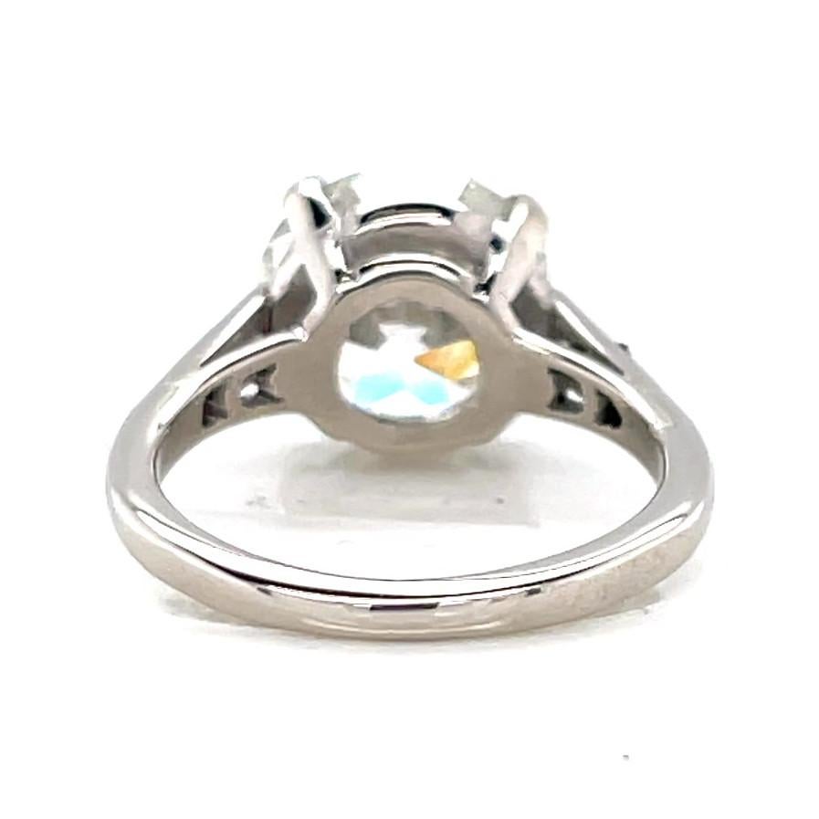 Retro GIA 3.78 Carat Diamond Platinum Solitaire Engagement Ring 1