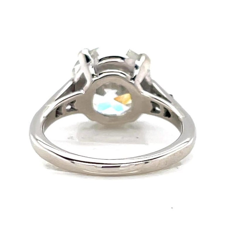 Retro GIA 3.78 Carat Diamond Platinum Solitaire Engagement Ring For Sale 1
