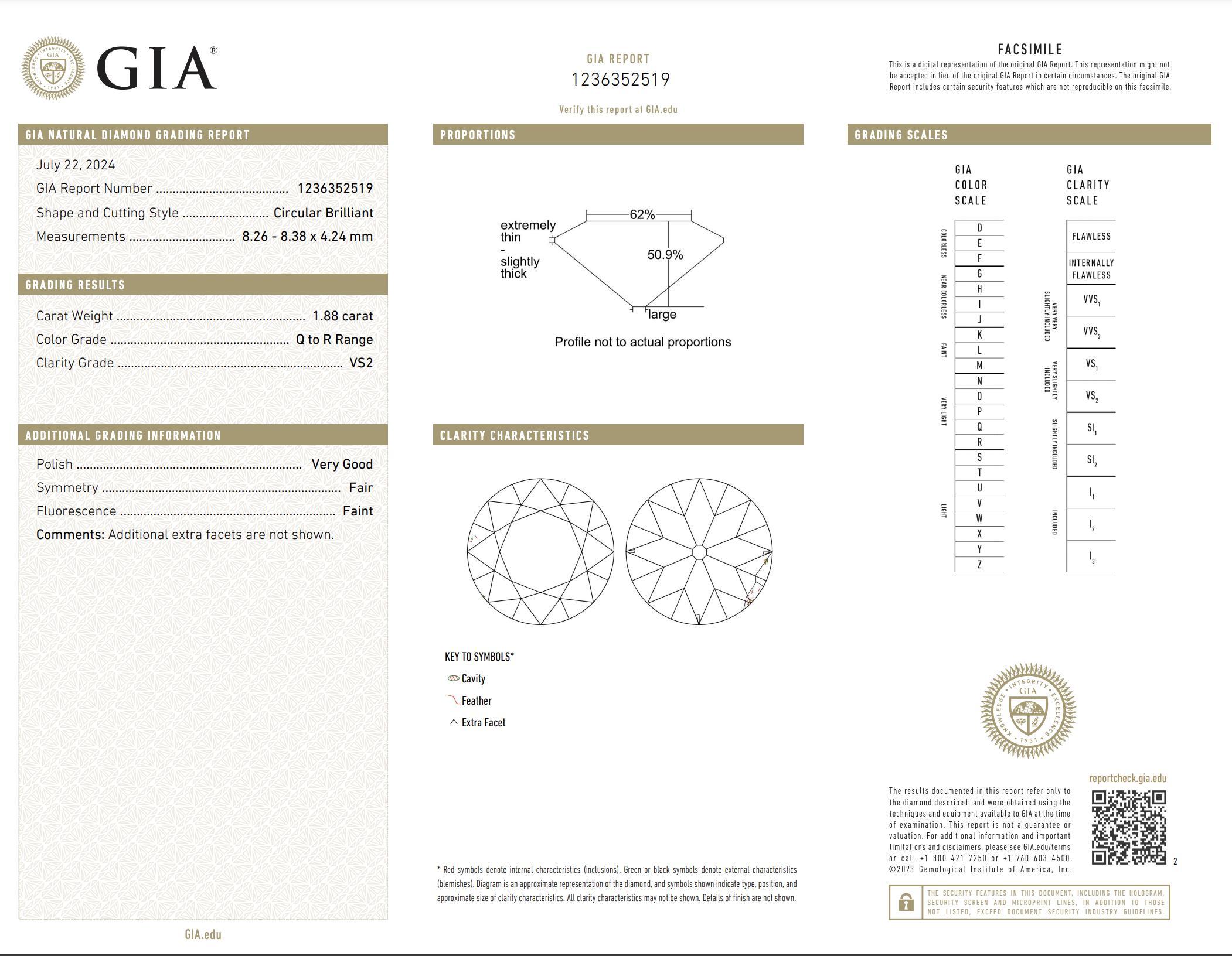 Retro GIA 3,96 Karat Diamant Gesamtgewicht 18K Gelbgold Ohrstecker für Damen oder Herren im Angebot