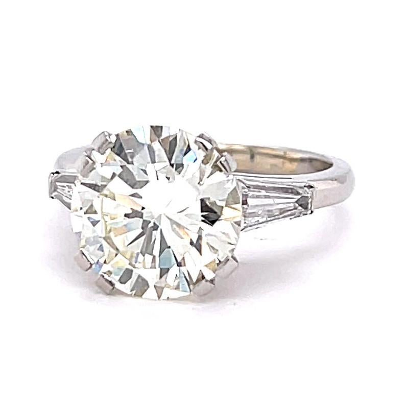 Women's or Men's Retro GIA 4.15 Carat Round Brilliant Cut Diamond Platinum Engagement Ring