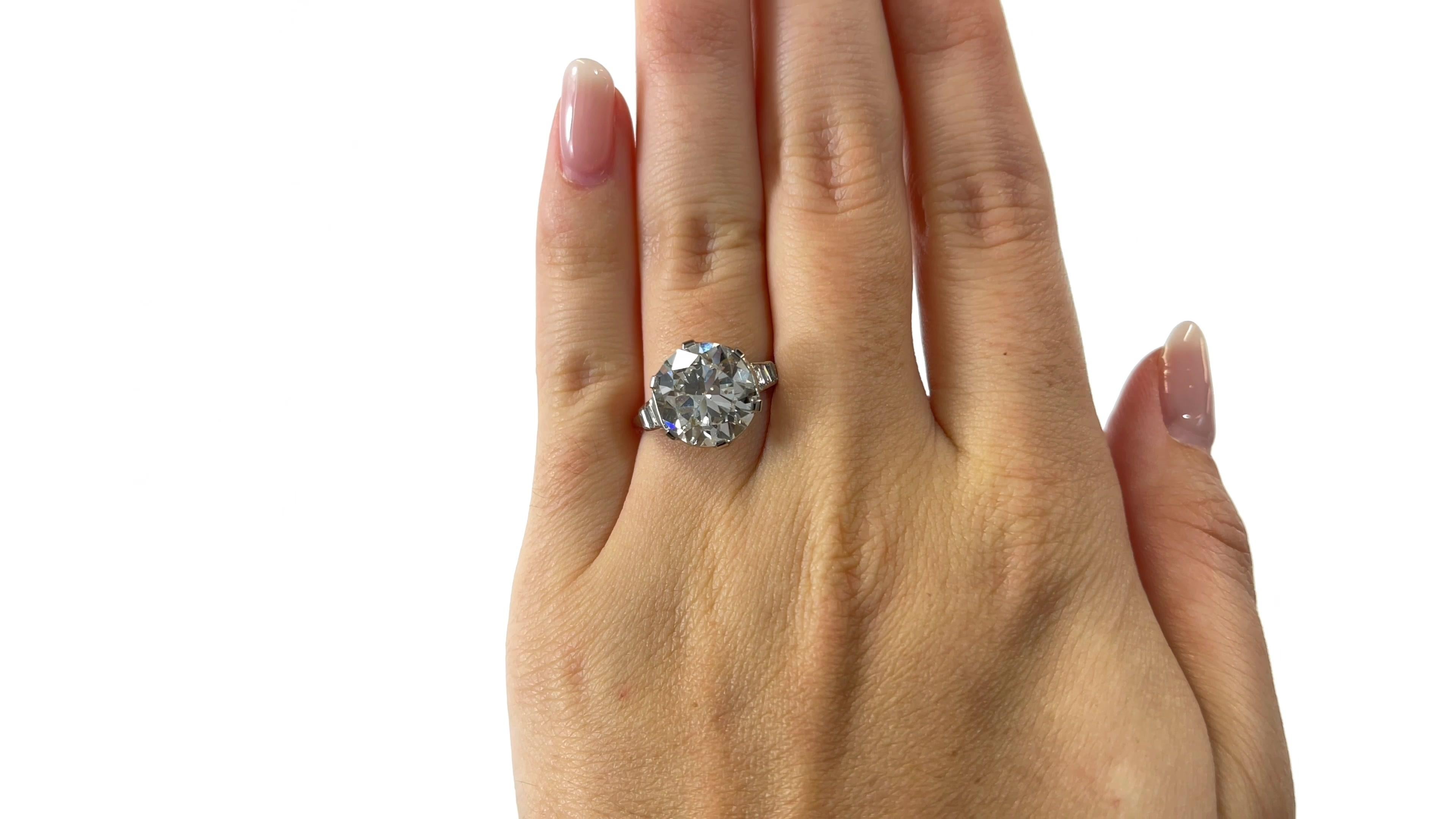 Round Cut Retro GIA 5.02 Carat Diamond Platinum Engagement Ring