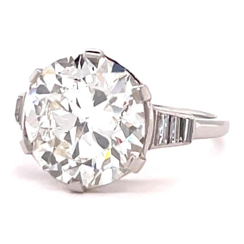 Women's or Men's Retro GIA 5.02 Carat Diamond Platinum Engagement Ring