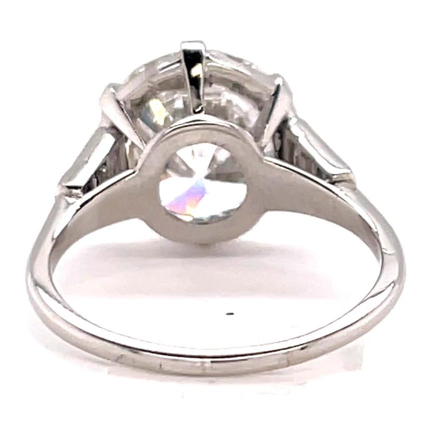Retro GIA 5.02 Carat Diamond Platinum Engagement Ring 1