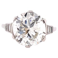 Retro GIA 5.02 Carat Diamond Platinum Engagement Ring