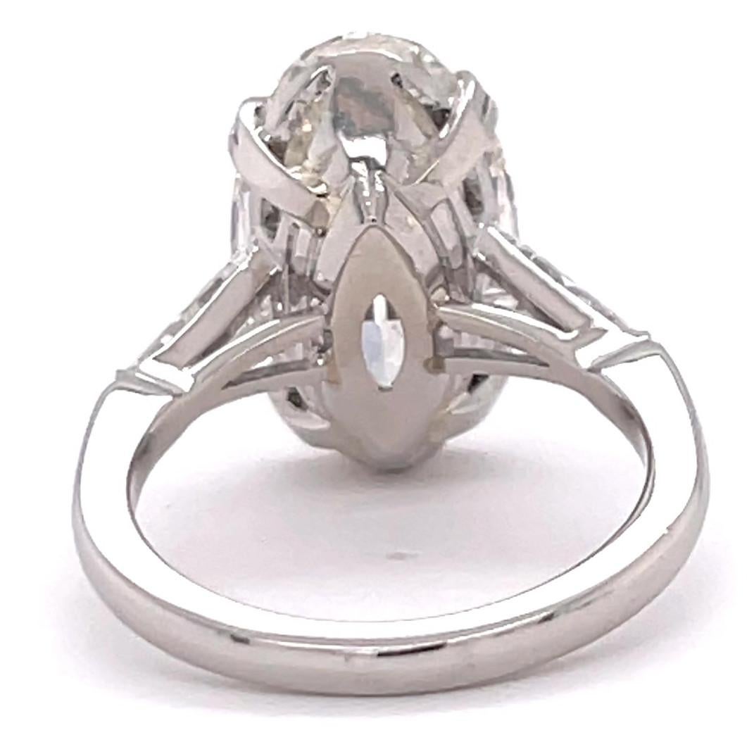 Women's or Men's Retro GIA 6.16 Carat Antique Oval Cut Diamond Platinum Engagement Ring