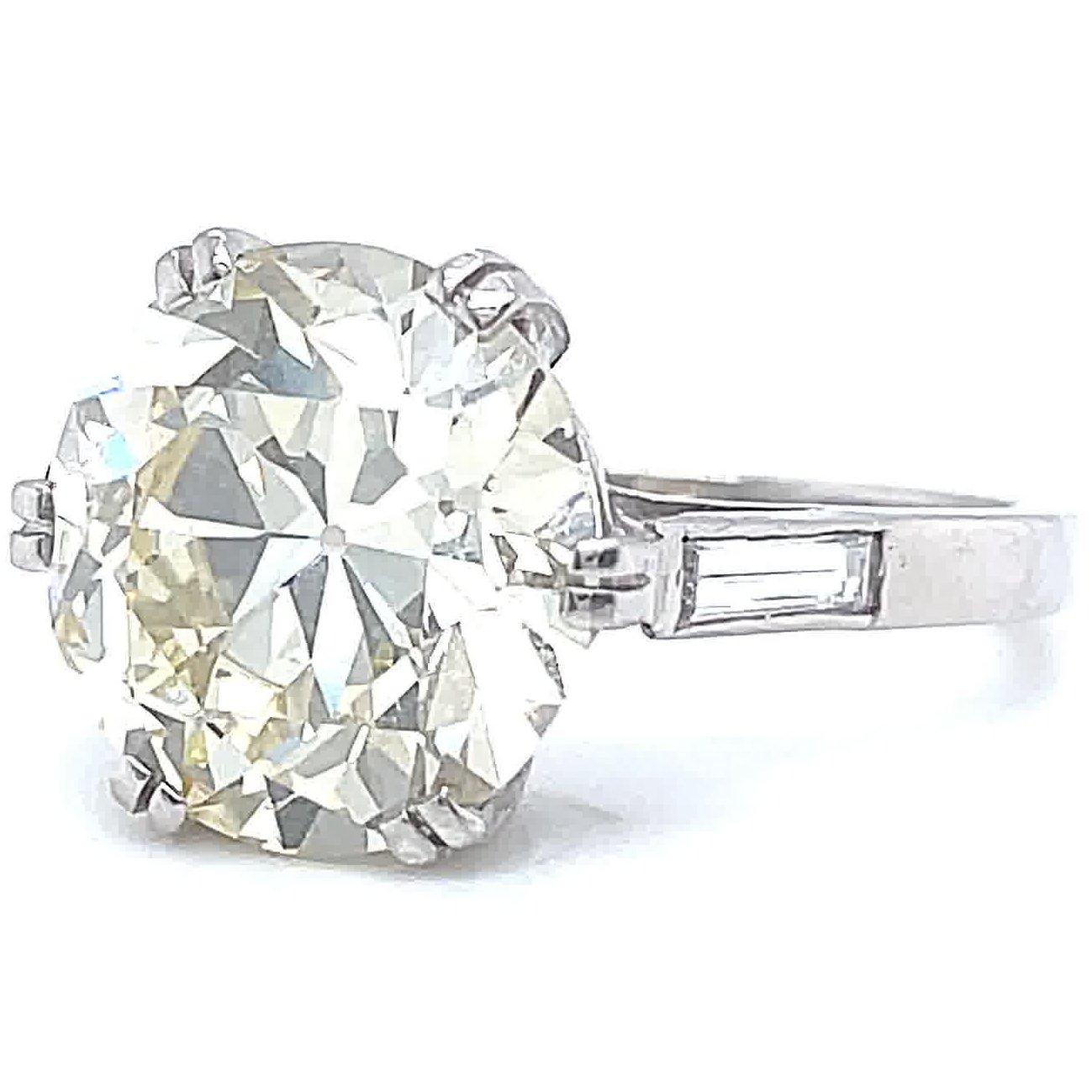 Women's or Men's Retro GIA 6.20ct Old European Cut Diamond Engagement Ring Platinum