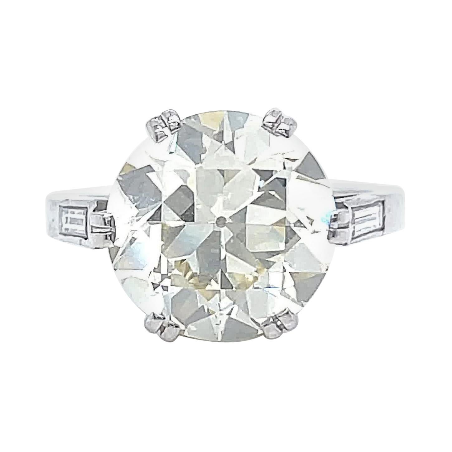 Retro GIA 6.20ct Old European Cut Diamond Engagement Ring Platinum