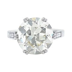 Vintage GIA 6.20ct Old European Cut Diamond Engagement Ring Platinum