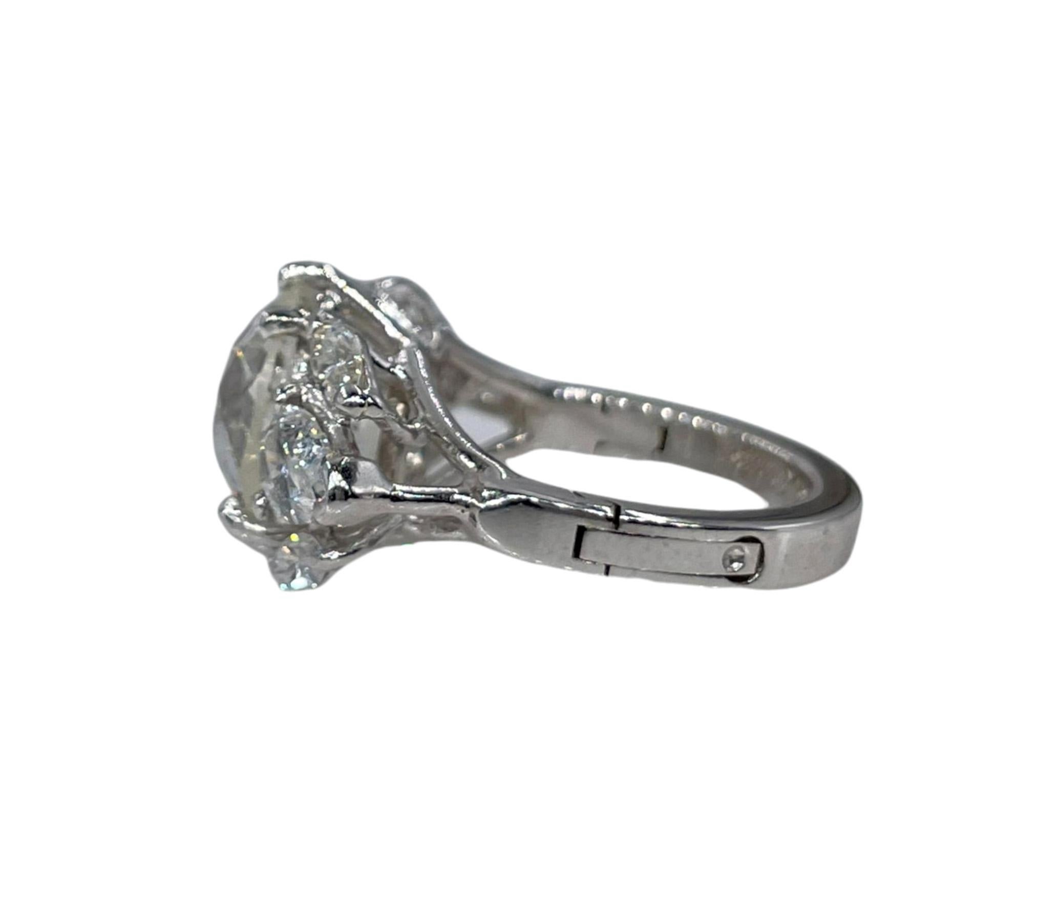 Retro GIA 6.51ct Old European Cut Diamond White Gold Vintage Ring 3