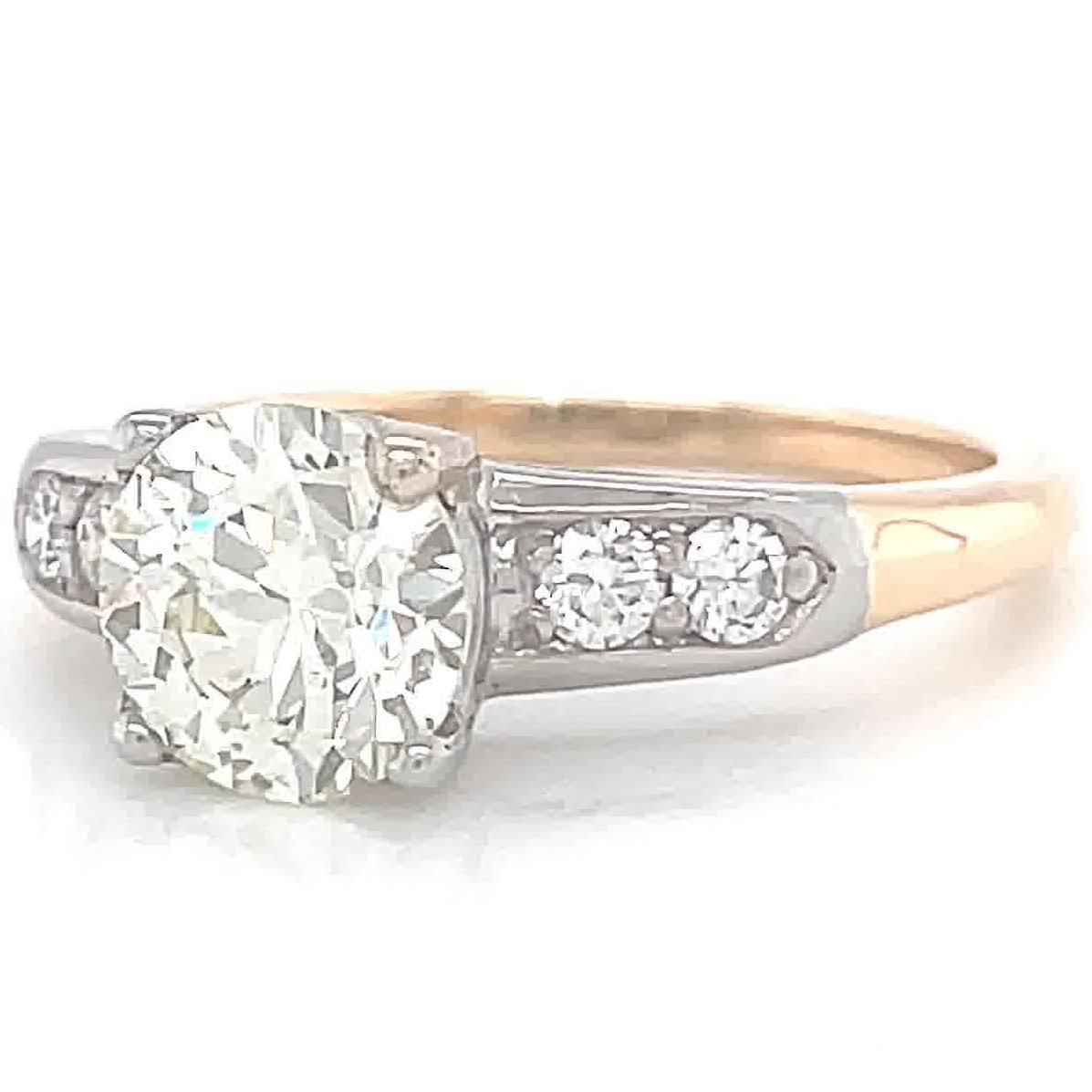 Women's Retro GIA Old European Cut 1.26 Carat Diamond 18 Karat Gold Engagement Ring