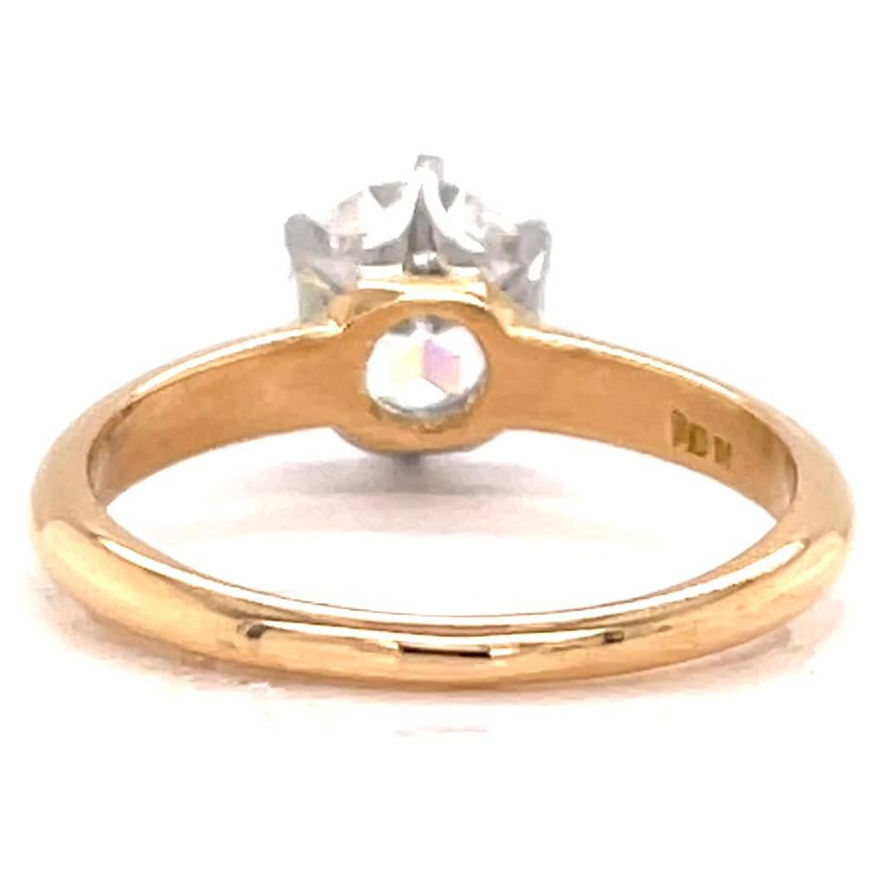Retro GIA Old European Cut Diamond 18 Karat Gold Solitaire Engagement Ring 2