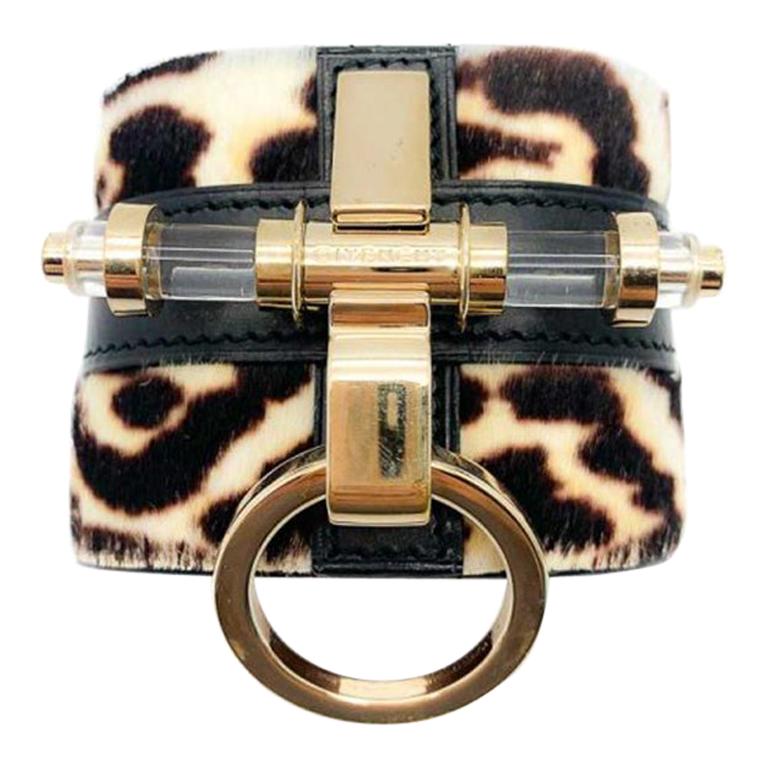 Retro Givenchy Gold Animal Print Obsedia Statement Cuff 2000S For Sale