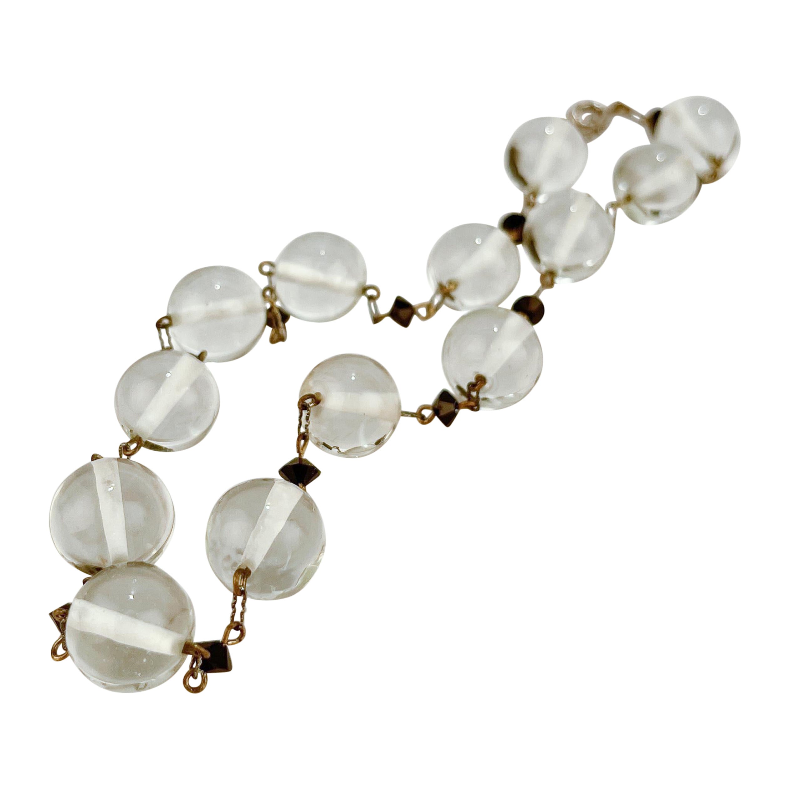 Collar gargantilla retro de cuentas de vidrio y plata de ley
