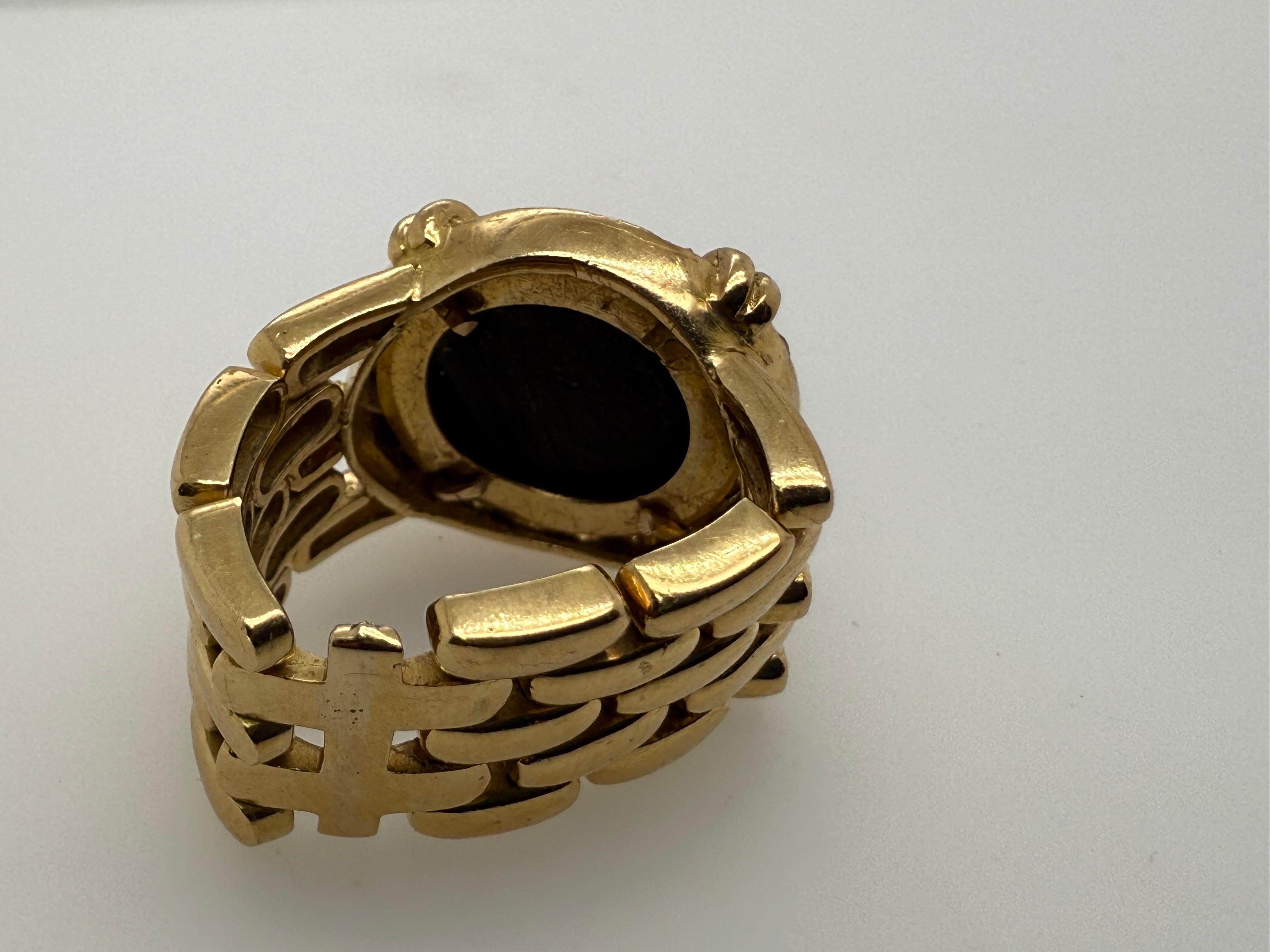 Anello flessibile in oro retrò con diamante naturale da 0,5 carati e moneta antica in vendita 1