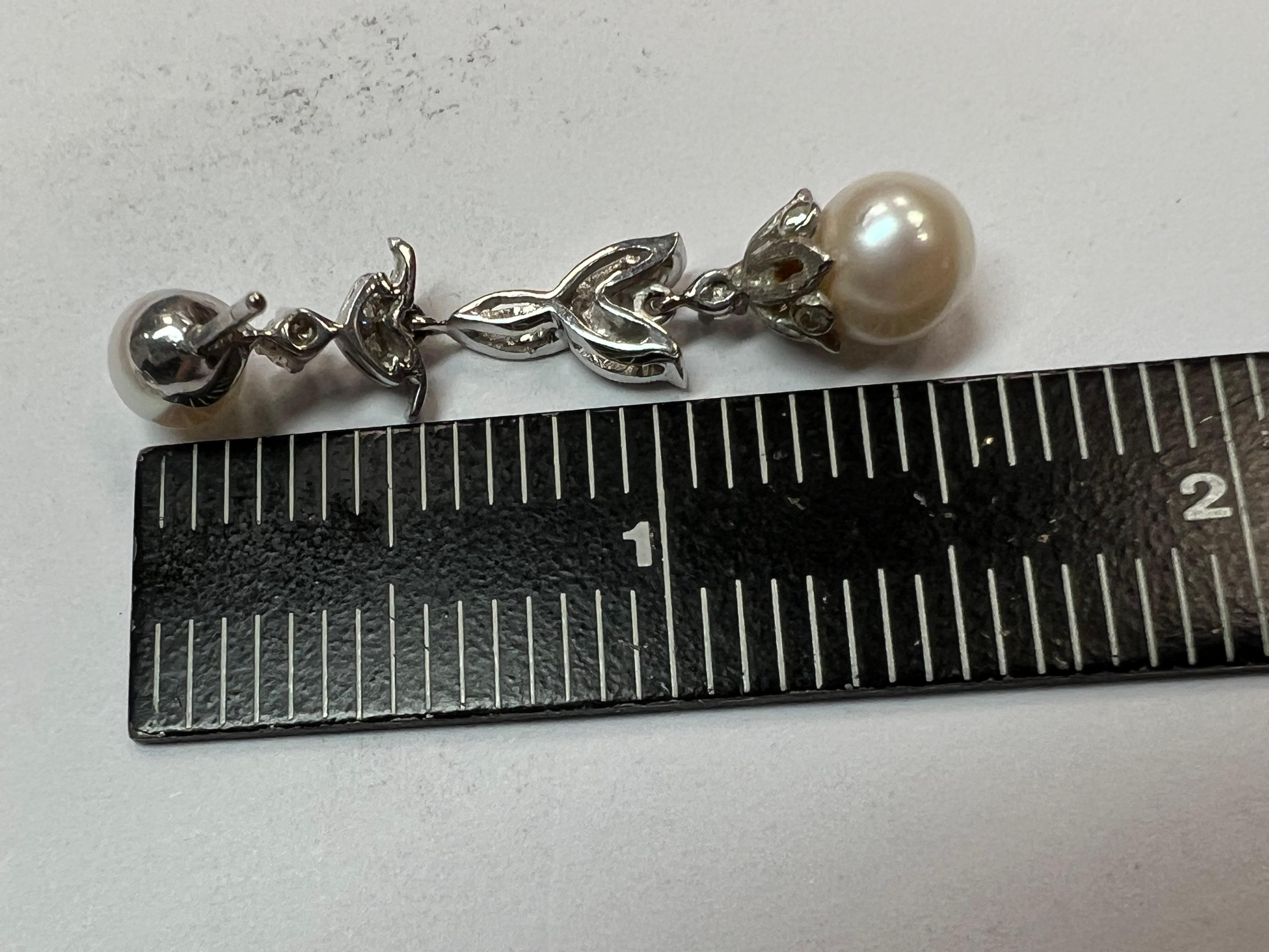 Retro Gold 0.50 Carat Natural Diamond & Pearl Drop Earrings, circa 1960 1