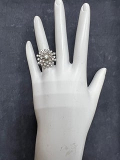 Retro Gold 0.75 Carat Natural Round Single Cut Diamond Cocktail Ring, circa 1950