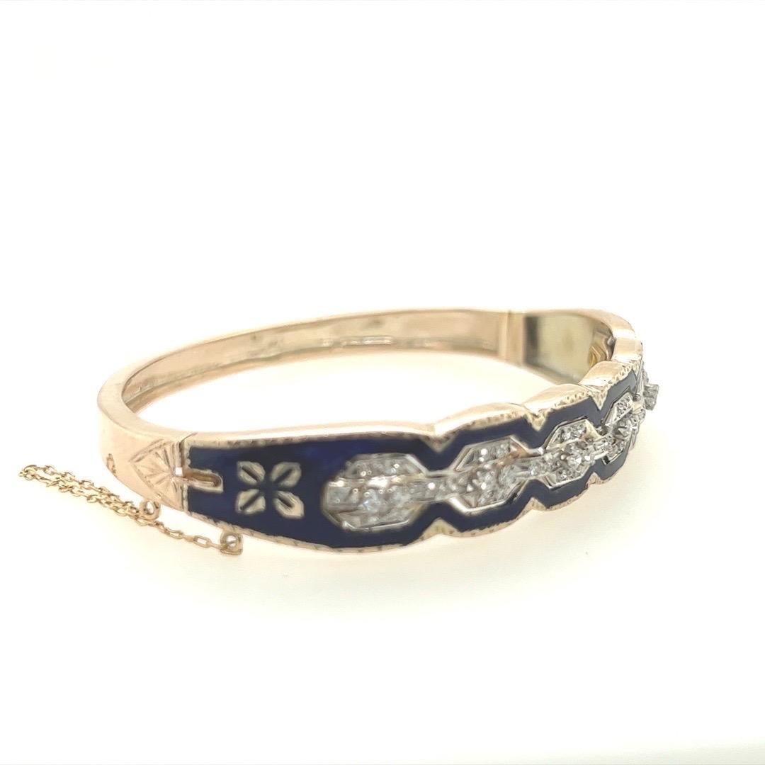 Magnificent 10k Gold Retro Gold 0.75 carat single cut natural diamond bangle. The diamonds are approximately G-I in color and SI-VS in clarity. 

The inner rim is approximately 6.75 inches and the piece weighs 20.4 grams. 