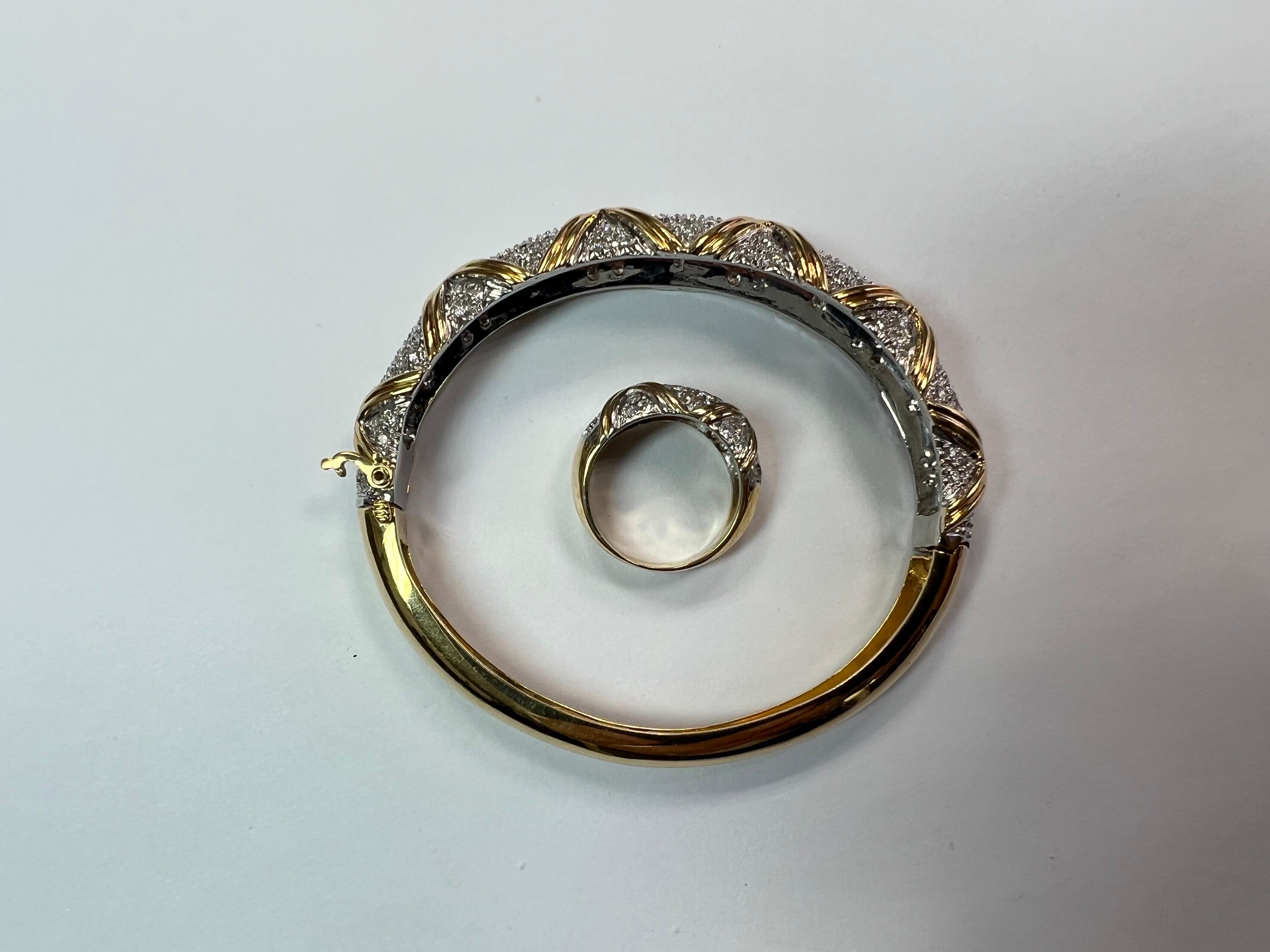 Retro Gold 1 Karat natürlicher farbloser runder Diamantring im Angebot 2