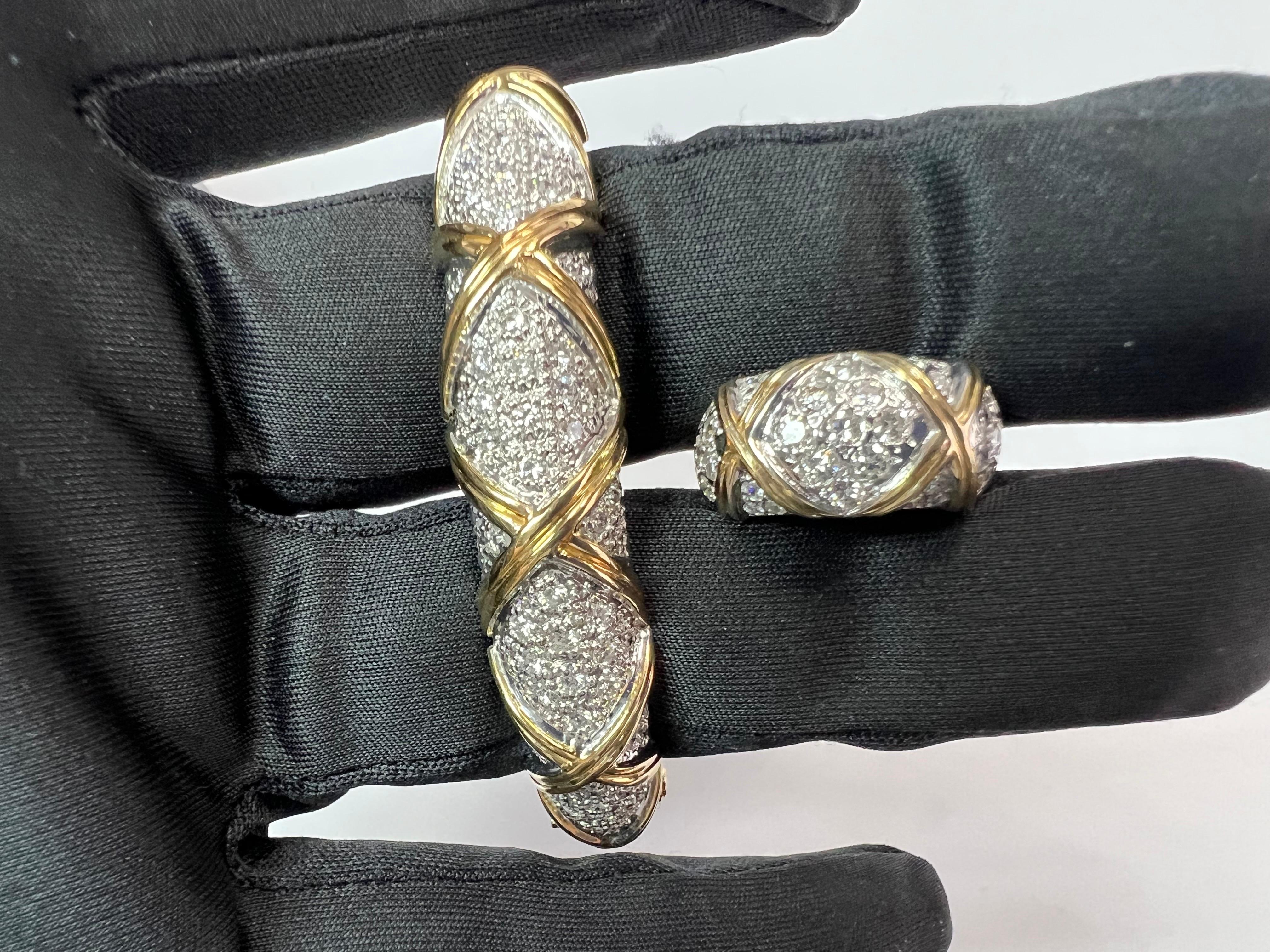 Retro Gold 1 Karat natürlicher farbloser runder Diamantring im Angebot 3