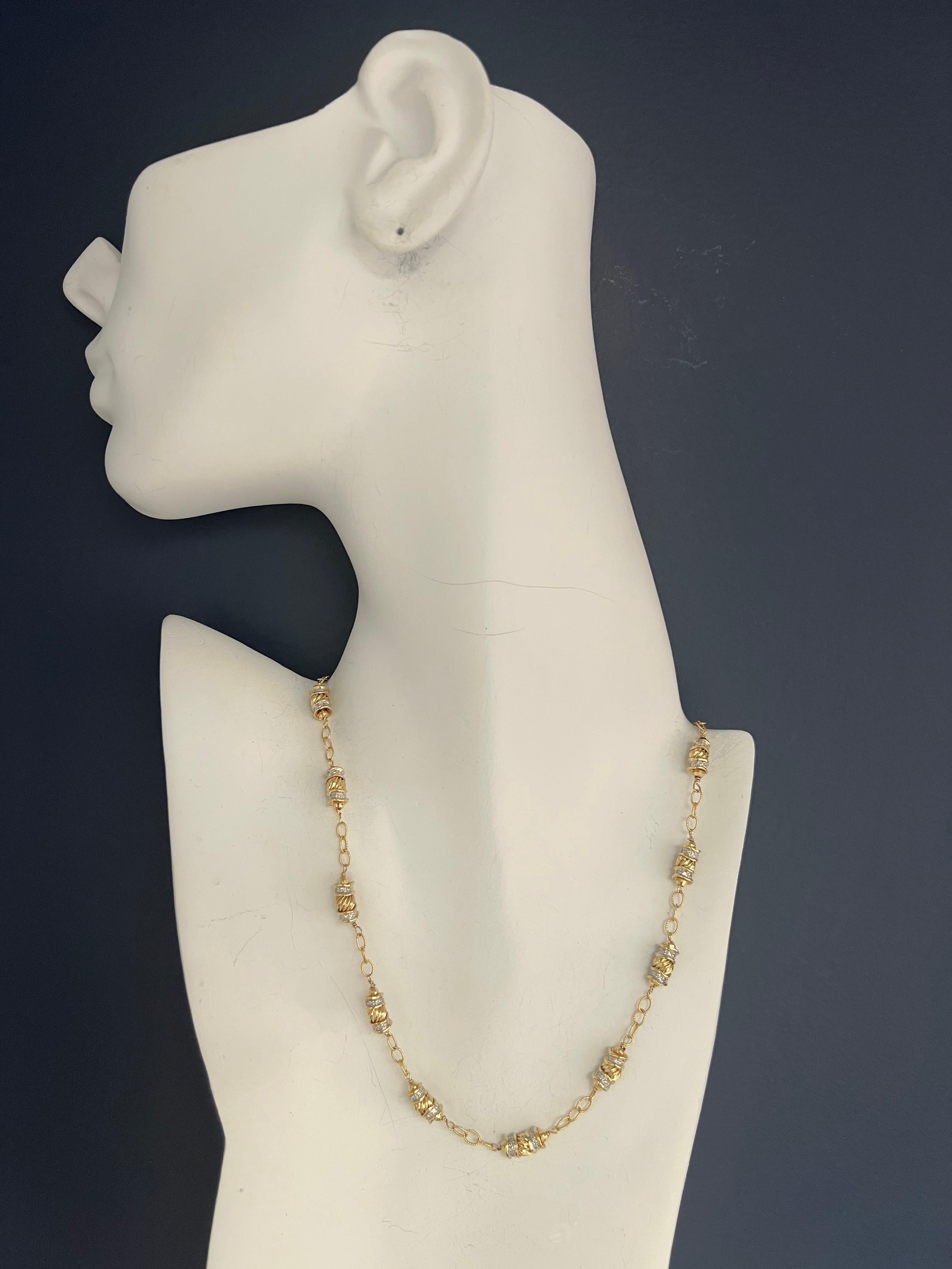 Retro Gold 1 carat natural single cut near colorless diamond necklace circa 1980

A magnificent 14k yellow gold natural single cut diamond necklace set with approximately 262 g color (near colorless) diamonds with a clarity grade ranging in si-vvs.