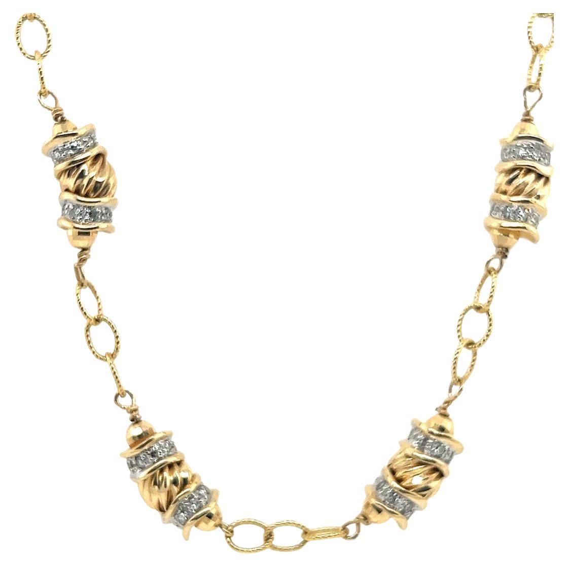 Rétro Collier rétro en or, diamant naturel de 1 carat, taille unique, sans couleur, vers 1980 en vente