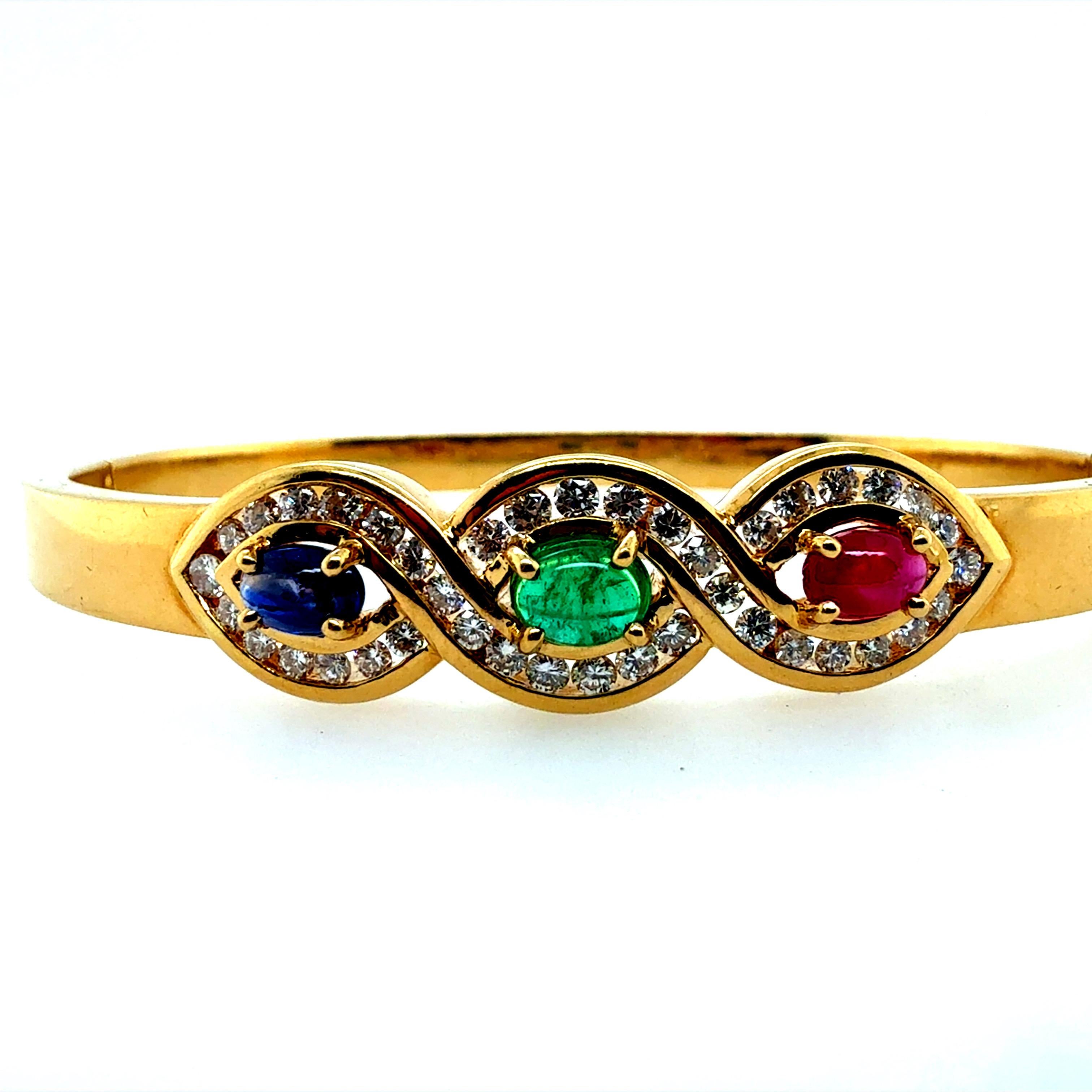 Retro Gold 1.2 CT Natural Diamond
Multicolor CAB Statement Bangle Circa 1980