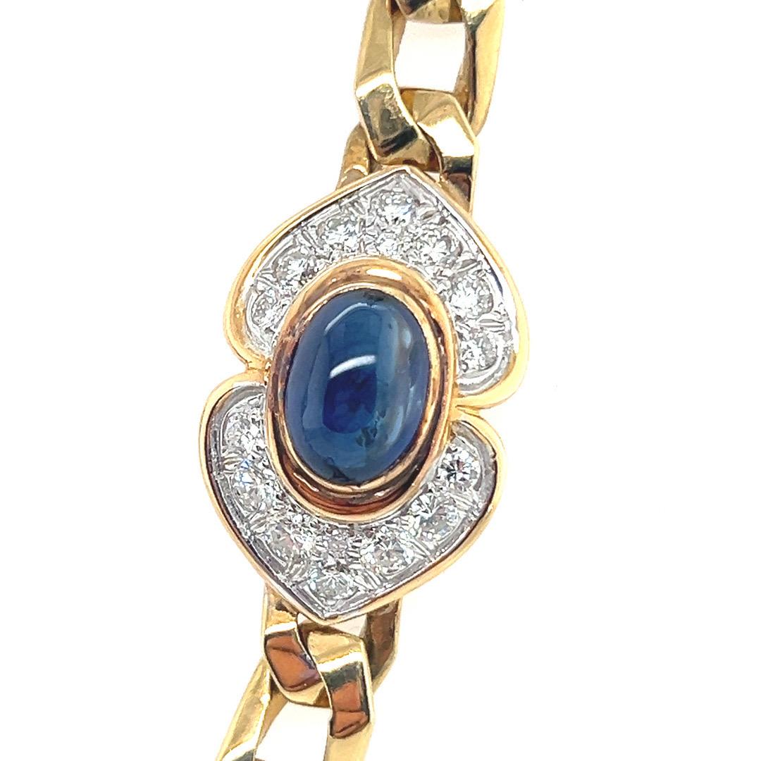 Retro Gold 14,5 Karat natürlicher Diamant & Rubin Saphir Smaragd Cabochon Halskette  im Angebot 1