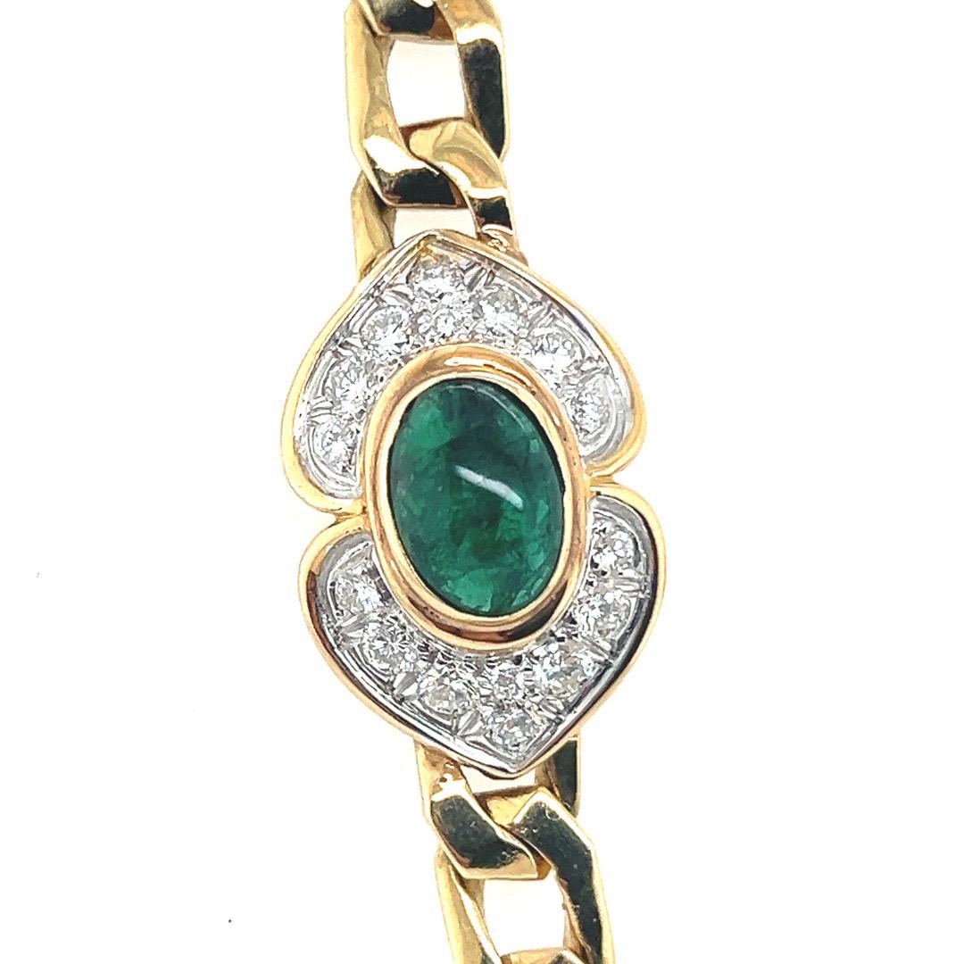 Retro Gold 14,5 Karat natürlicher Diamant & Rubin Saphir Smaragd Cabochon Halskette  im Angebot 2
