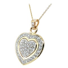 Ciondolo a forma di cuore in oro retrò con diamante incolore naturale da 1,5 carati