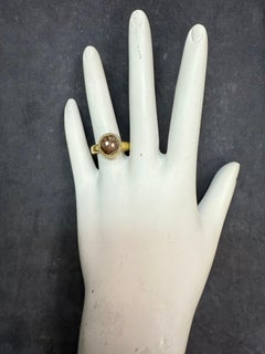 Retro Gold 2.5 Carat Natural Brownish Rose Cut Diamond Statement Ring 1980