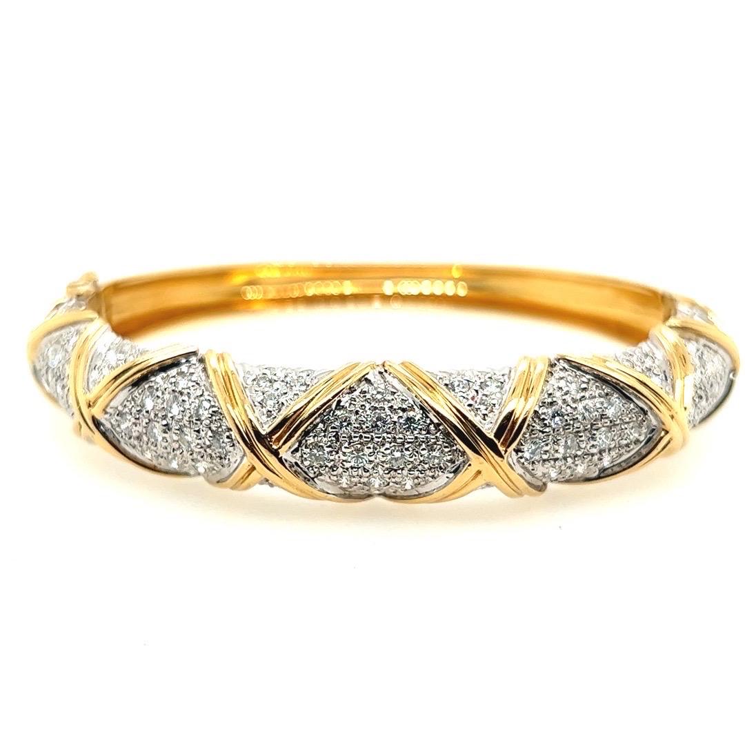 Bracelet jonc rétro en or avec diamants ronds incolores naturels de 2,50 carats, c. 1960 en vente 7