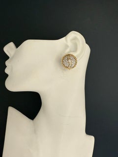 Retro Gold 3 Carat Natural Round & Baguette Colorless Diamond Earrings