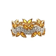 Retro-Cocktailring aus Gold mit 3 Karat natürlichem gelbem Saphir und Diamant, um 1970
