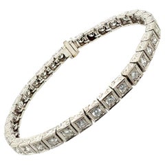 Retro Bracelet en or 3.25 Carat Natural Colorless Diamond Engraved Box 1990