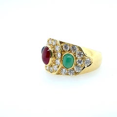 Retro Gold 3.25 Carat Natural Diamond Multicolor Cab Statement Ring Circa 1980
