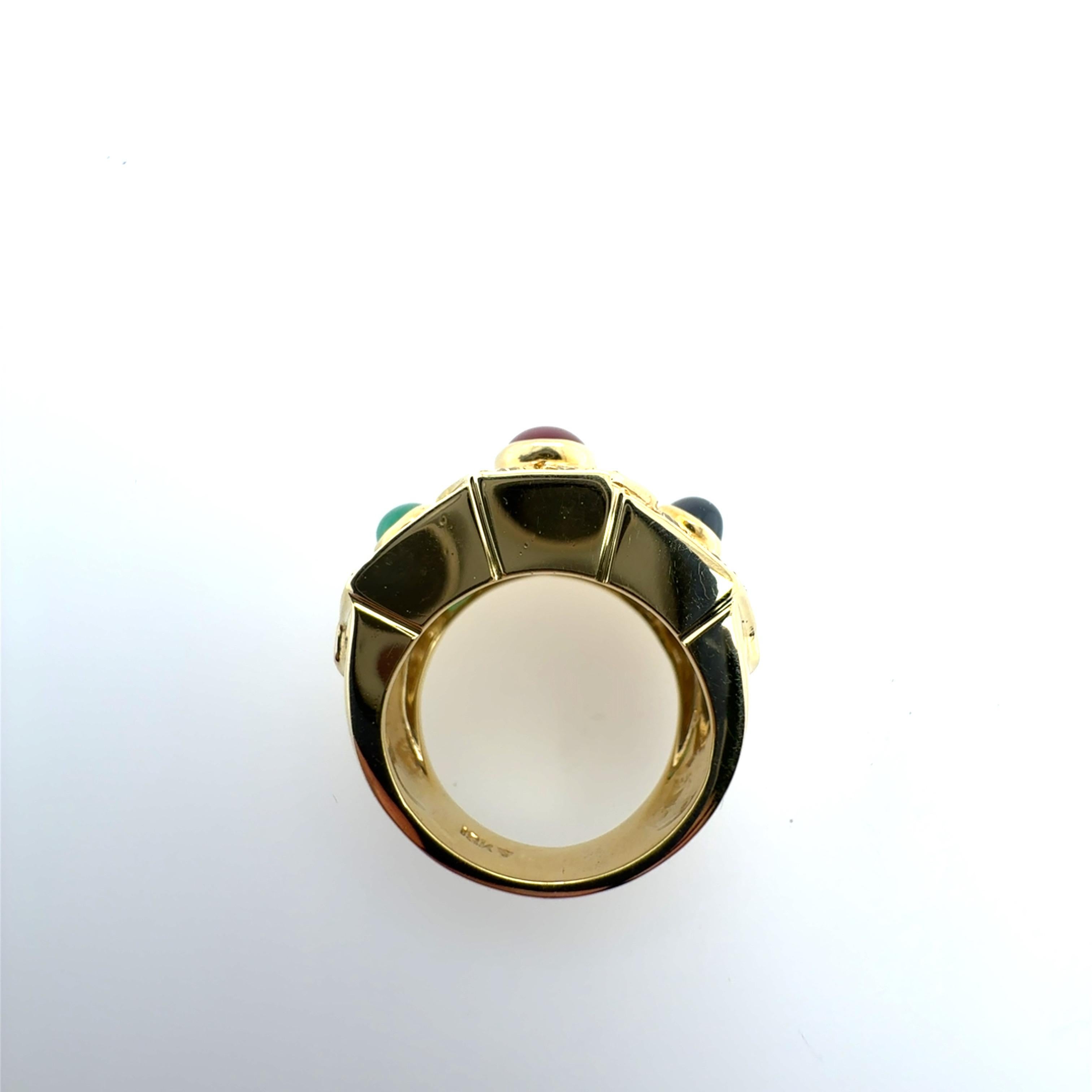 Taglio rotondo Anello retrò in oro da 3,25 carati con diamante naturale e multicolore, CIRCA 1980 in vendita