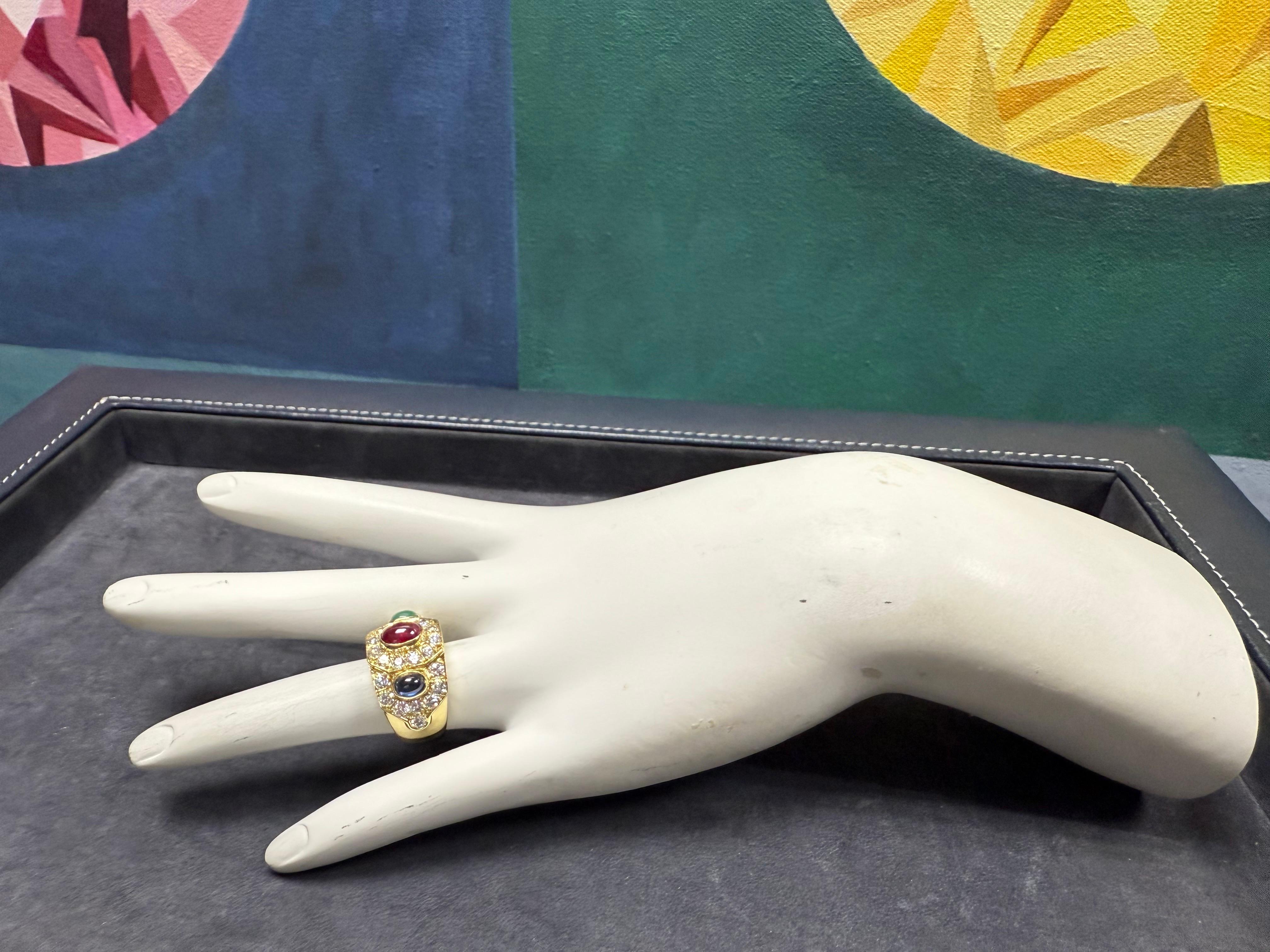 Anello retrò in oro da 3,25 carati con diamante naturale e multicolore, CIRCA 1980 in vendita 1