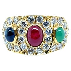 Anello retrò in oro da 3,25 carati con diamante naturale e multicolore, CIRCA 1980