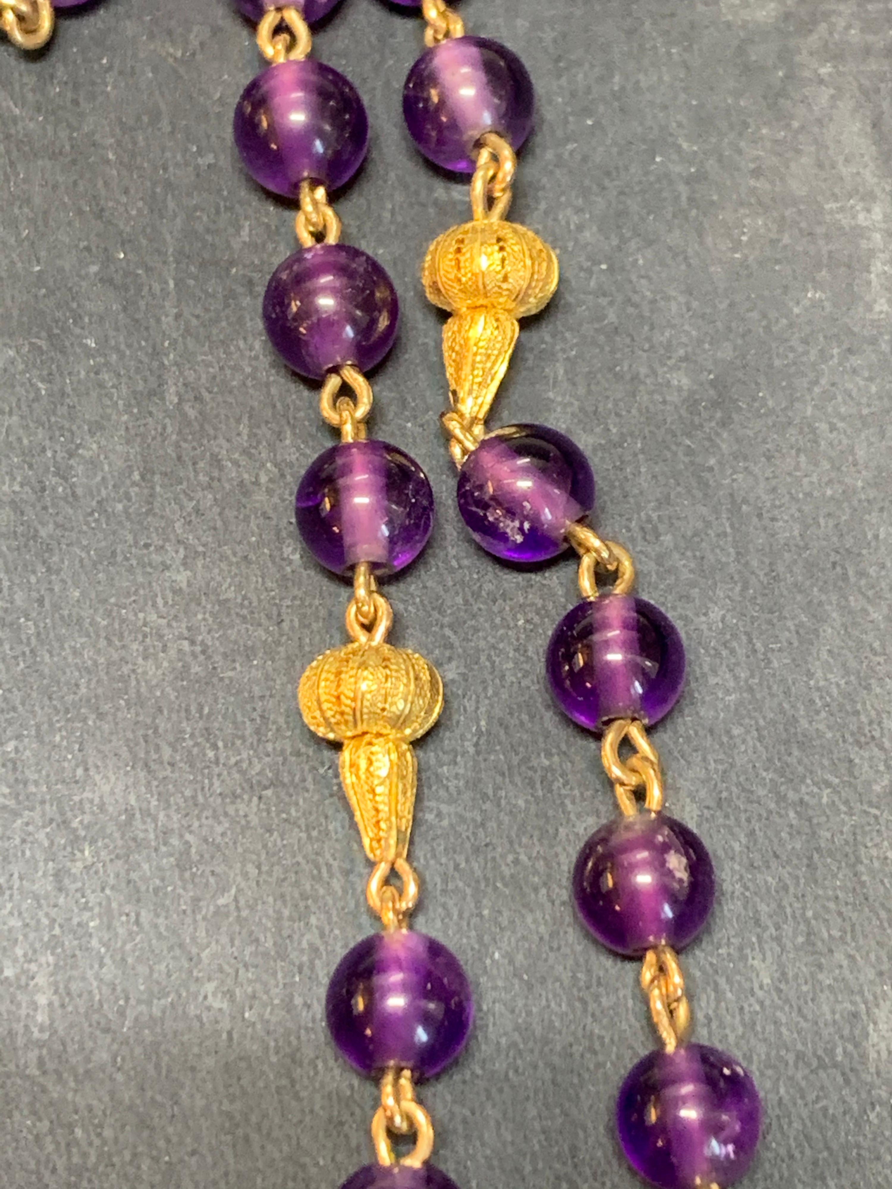 Retro Gold 35 Carat Natural Amethyst and Diamond Pendant Necklace, circa 1960 For Sale 5