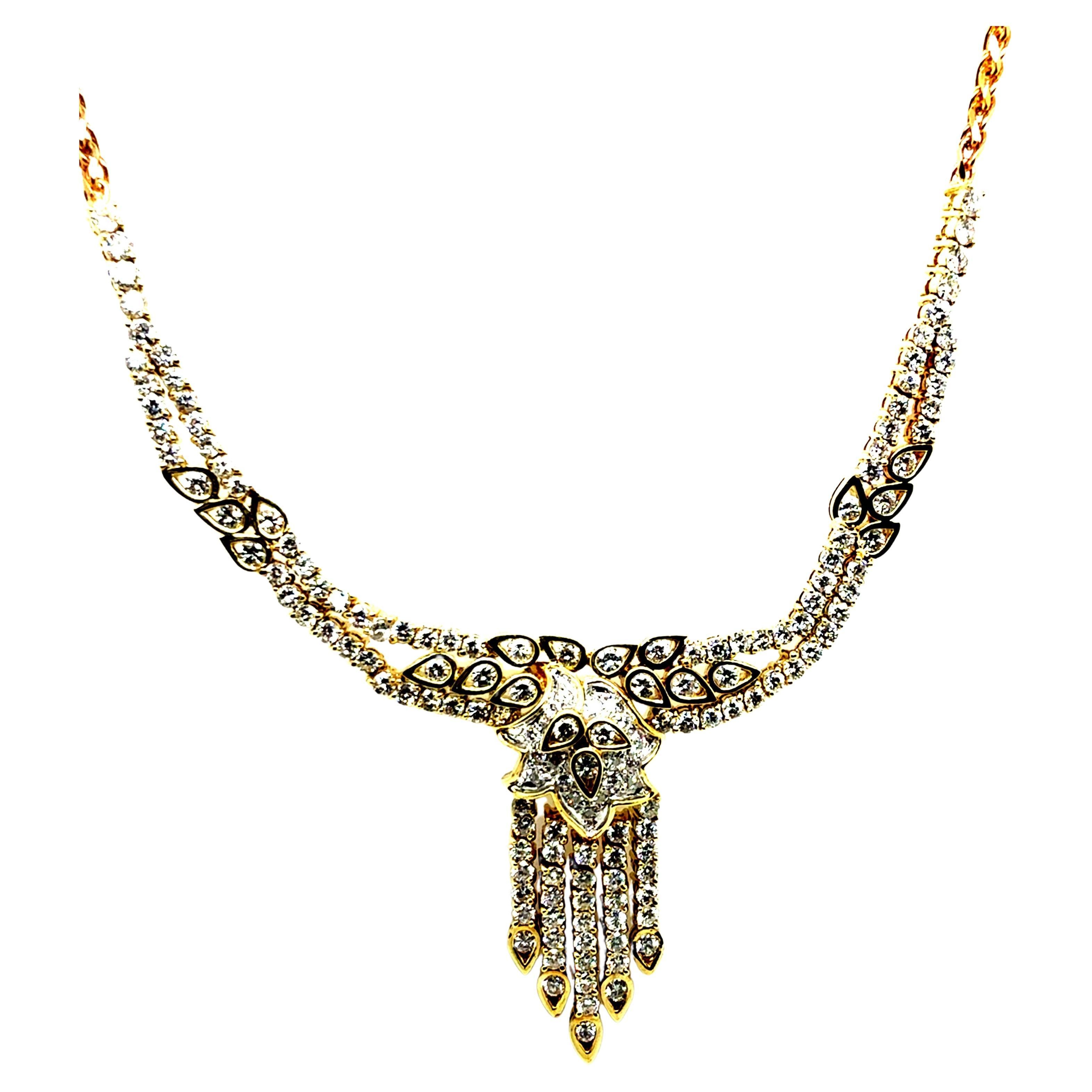 Retro Gold 5 Carat Natural Diamond Statement Necklace, Circa 1975 For Sale