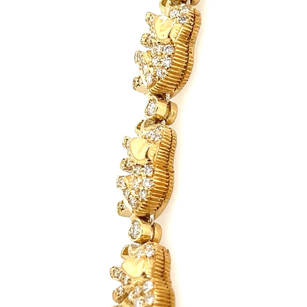 Retro Gold 5,50 Karat Natürlicher Brillant Farbloser Diamant Elefanten Halskette 1990 im Angebot 3