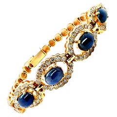 Bracciale Retro in oro con diamanti naturali e zaffiri blu da 6 carati CIRCA 1980