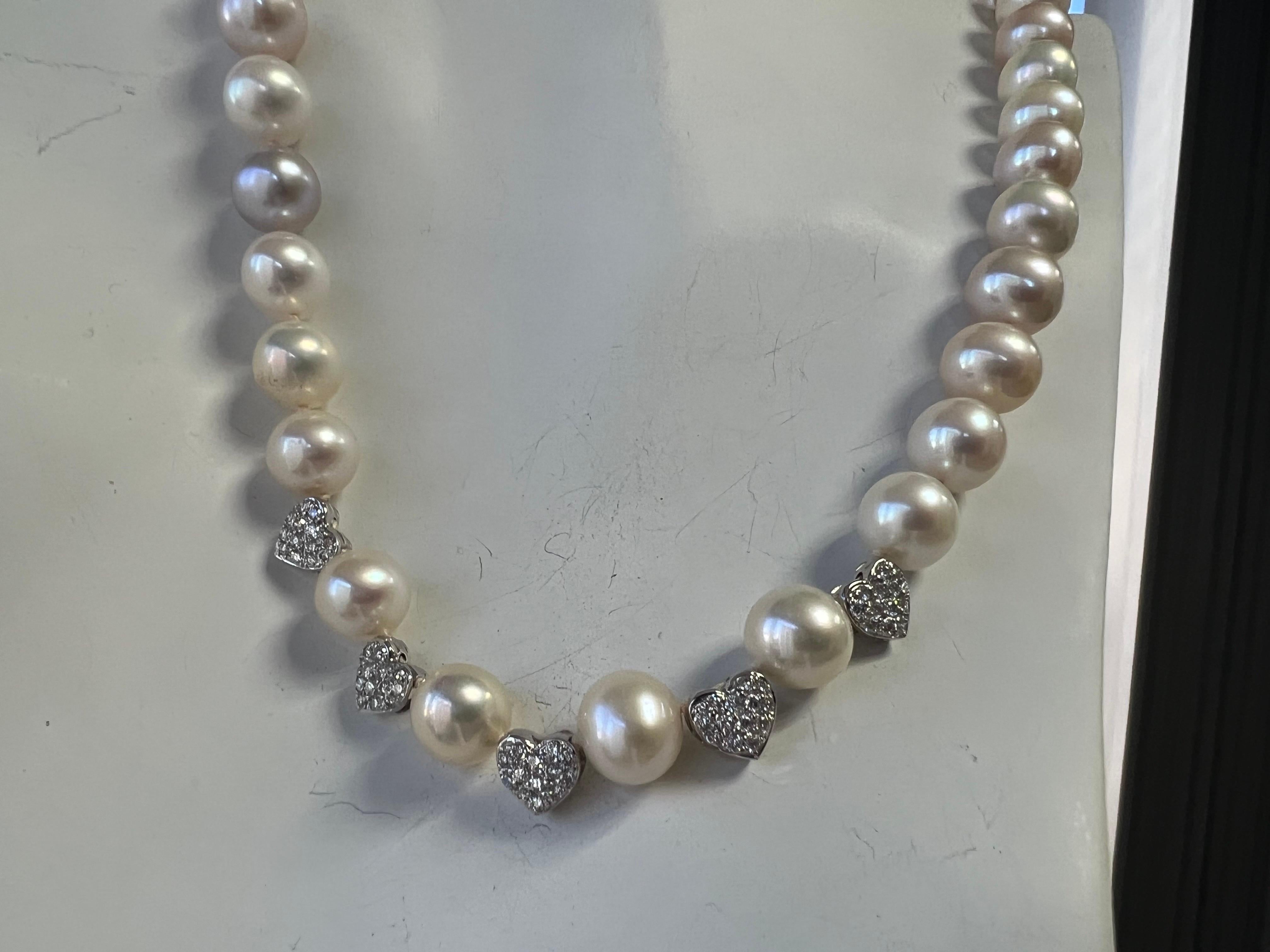 Retro Gold .75 Carat Natural Diamond & South Sea Culture Pearl Necklace In Good Condition For Sale In Los Angeles, CA