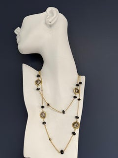 Retro Gold Ancient Greek Helios Coin 36 Inch Statement Necklace by Misento