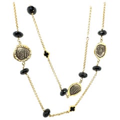Retro Gold Ancient Greek Helios Coin 36 Inch Statement Necklace by Misento