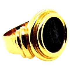 Retro Gold Ancient Roman Coin Theodosius Made in Italy Statement Ring
