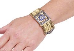 Retro Gold and Blue Enamel Buckle Bracelet